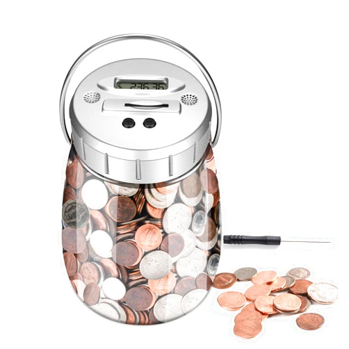 Lefree Piggy Bank,Digital Coin Bank for Kids,Counting Money Jar with Handle,Coin Counter for Adults Boys Girls, for Kids(2.4L)