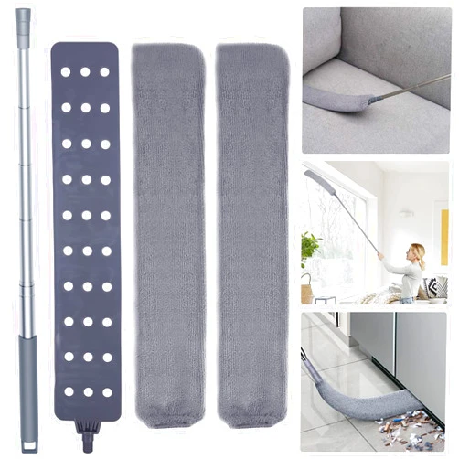AURUZA Retractable Gap Dust Cleaner Cleaning Tools with 2 Microfiber Dusting Cloths Long Handle 60inches Washable and Retractable Duster Brush for Cleaning Under Appliances Furniture Couch Fridge