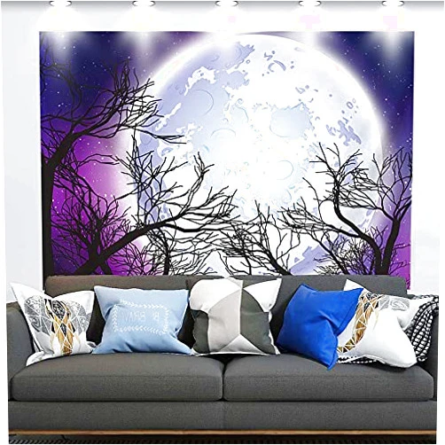 DANLCUPL Tapestry Aesthetic Wall Hanging Bedding Trippy Hippie Backdrop Curtain Decor for Dorm Living Room Decoration (Tree Mysterious Celestial Galaxy Moon, 25