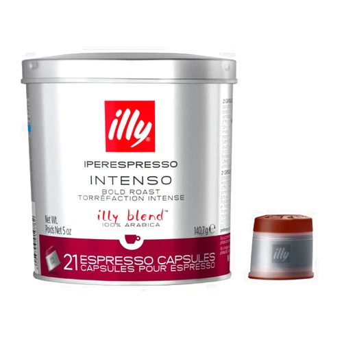 illy Coffee, Intenso iperEspresso Capsule, Dark Roast Espresso Pods, Compatible with illy iperEspresso Machines, (21 ct), 140.7g (packaging may Vary)