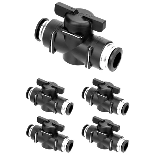 QWORK Push to Connect Fitting Ball Valve, 5 Pcs 12mm Plastic Straight Union Connect Adapter, 12mmx12mm Tube OD, Quick and Easy Installation Pneumatic Valves