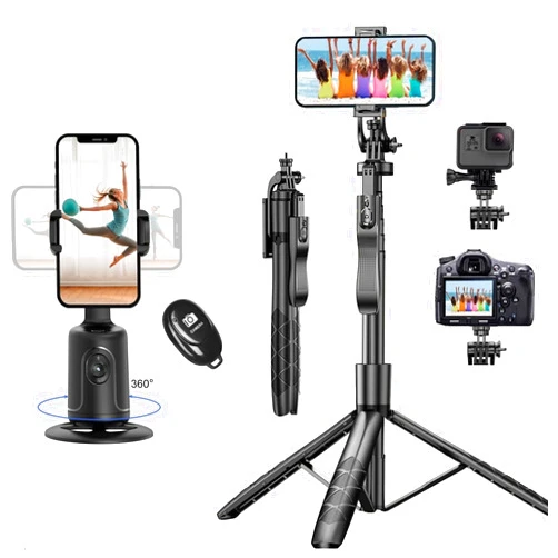 KAMISAFE Auto Face Tracking Tripod 360° Rotation Bundle with Selfie Stick Tripod Phone Stabilizer for Video Recording Live Stream Vlog