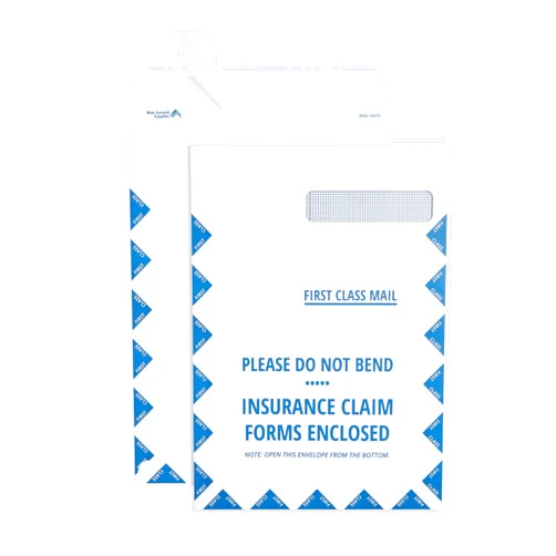 Blue Summit Supplies Blue Summit CMS 1500 Claim Form Envelopes - 9x12.5-100 HCFA 1500 Claim Forms Envelopes with Security Tint and Peel and Seal for cms insurance claims, Right Window, Self Seal, 100 Pack