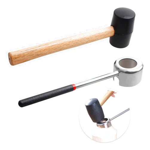 YiePhiot Coconut Opener Tools with Hammer, Super Safe & Easy to Open Young Coconuts Tool, Food Grade Stainless Steel Coconut Opener Set, Rubber Mallet with Handle