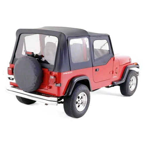 RAMPAGE PRODUCTS Factory Replacement Soft Top for Jeep Wrangler YJ | Clear Windows, Door Skins, Vinyl, Black Denim | 99615 | Fits 1988-1995 Jeep Wrangler YJ