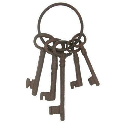 Hananona Vintage Cast Iron Skeleton Key Ring Antique Style Pirate Treasure Chest Keys Set For Farmhouse Decor, Halloween Costume Prop