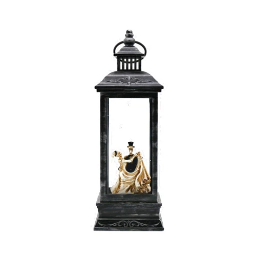 SkyPrimeMx Skull Couple LED Lantern Decorative Night Light, Gothic Candle Holder, Glowing Square Wind Lantern, Unique Halloween or Romantic Gift Decor Piece