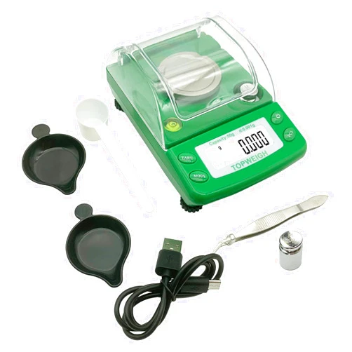 TOPWEIGH Milligram Scale, Dual Powered, Large Display, mg Scale, Adjustable Feet, 50g x 0.001g -Green, Digital Powder Scale, Level Bubble, Accurate and Sensitive