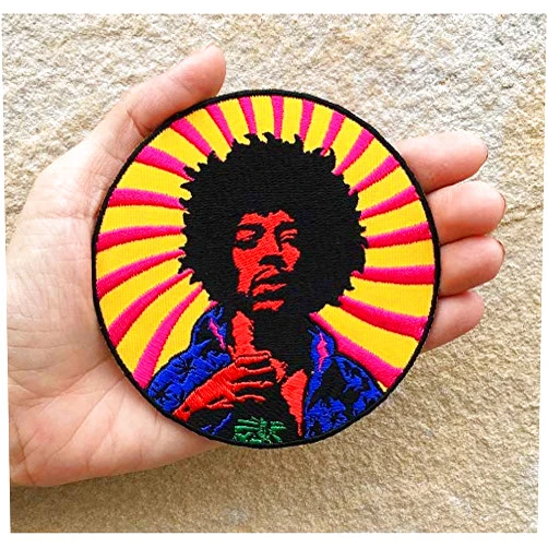 King Hobbs Rock Band Patches Hendrix Inspired Embroidered Iron on Sew Badge Patch Woodstock Sixties Music Rockstar Applique for Backpacks, Hats, Jackets, Jeans, etc.