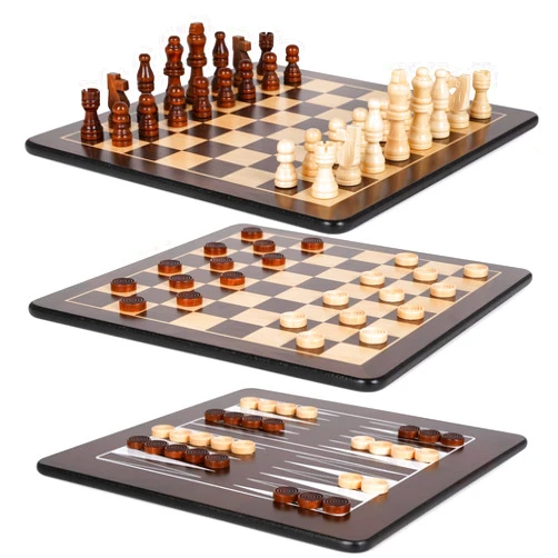 Agirlgle 3-in-1 Wooden Chess, Backgammon Set and Checkers Set- 12 Inch Portable Board Game for Kids and Adults, Classic Strategy Game with Durable Chess Pieces Perfect for Travel Family Game Educational Games