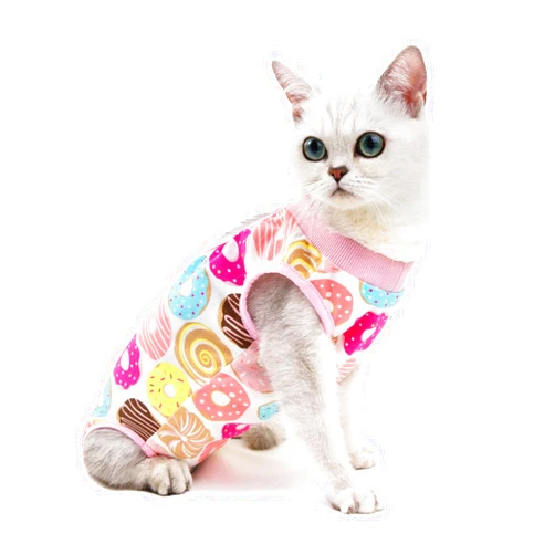 ARTEGEEY Cat Recovery Suit,Breathable Recovery Body Wraps Surgery Suits for Cats Abdominal Recovery Weaning (Donut-L)