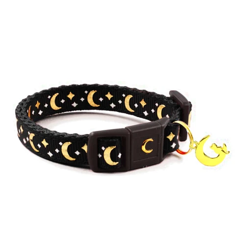 waaag Gold Moons and Stars Safety Breakaway Cat Collar, Glow in The Dark (Standard 9