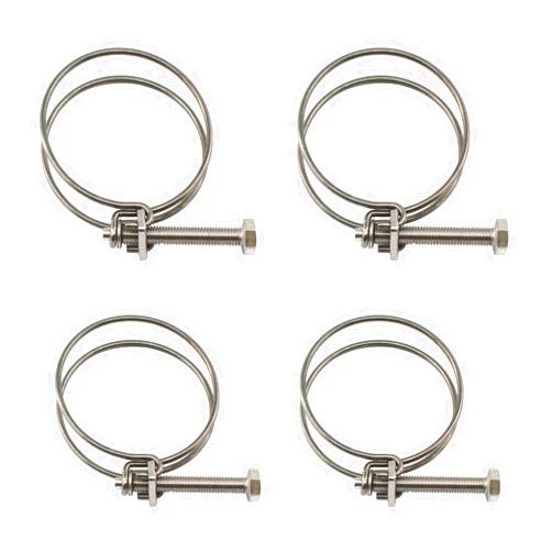 Zerniple (4 Pieces) 71-76mm Double Wire Hose Clamp Pipe Tube Clamps 304 Stainless Steel Hose Clips
