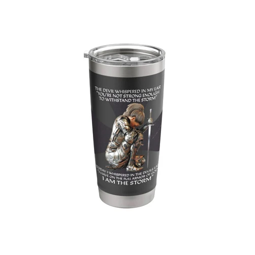 Christian Gifts by Jeremiah James Co Distressed I Am The Storm Armor of God Christian Graphic Stainless Steel Insulated Tumbler