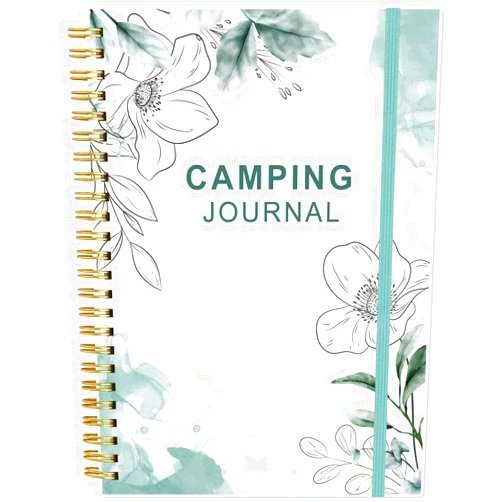 Heveboik Camping Journal and RV Travel Log Book - A5 Outdoor Camp & Adventure Journal for 25 Camping, Hiking Journal, Family Travel Books Camper Essentials Camping, 5.8