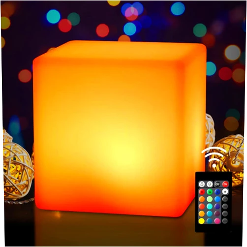 Callyan 7-Inch LED Dimmable Glow Cube Waterproof Rechargeable Adjustable RGB Color Changing with Remote Control, Night Light Indoor Outdoor Decorative Lighting