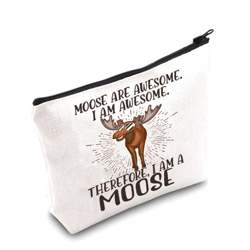 LEVLO Moose Cosmetic Makeup Bag - Makeup Zipper Pouch Bag For Moose Fans