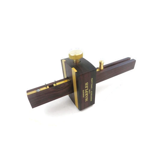 Joseph Marples Adjustable Pin Marking/Mortise Gauge Solid Rosewood Head with Brass Wear Strips with Pull-Slide Pin Adjustment