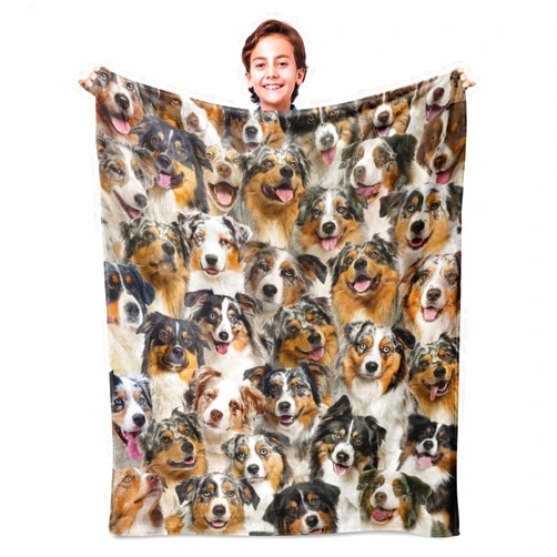 WIFILLET Australian Shepherd Dog Throw Blanket,Australian Shepherd Gifts for Dog Lovers,Flannel Blanket for Dog Mom Dad,Gifts for Kid Girls Boys Halloween Christmas,40