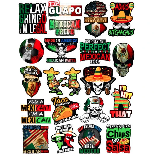 Kakembo Mexican Stickers - Calcomanías Mexicanas – 100% Vinyl Stickers for Adults - Funny Decals for Hardhat, Construction, Laptop, Water Bottle or Lunchbox. Pegatinas cascos. Calcomanias para Autos