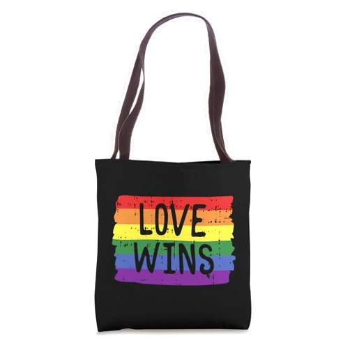 BoredKoalas LGBT Gay Pride Support Gift Tote Bags Love Wins Funny Rainbow Flag Gay LGBT Pride Support Gift Tote Bag