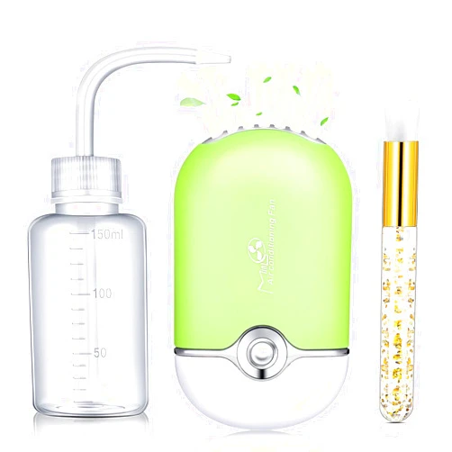 Dfsuiwk 3Piece USB Mini Portable Fans Rechargeable Handheld Lash Cleaning Kit with Facial Cleaning Brush - Perfect for Lash Extensions and Makeup Brush Cleansing