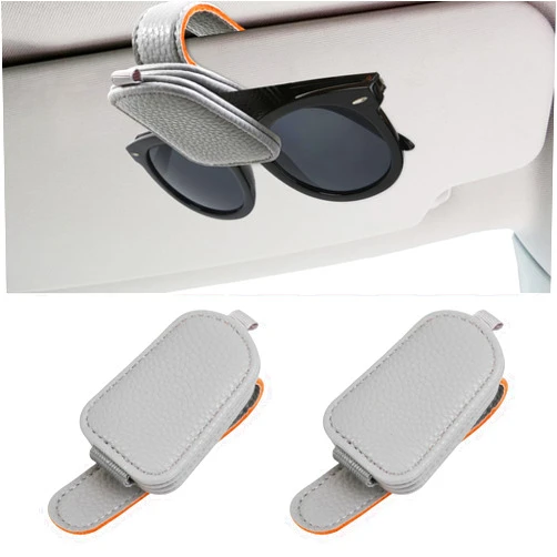 Wplhb Sunglasses Holders for Car Visor, 2 Pack Leather Magnetic Eyeglasses Clip, Car Sunglasses Glasses Clip, Car Visor Accessories（Grey）