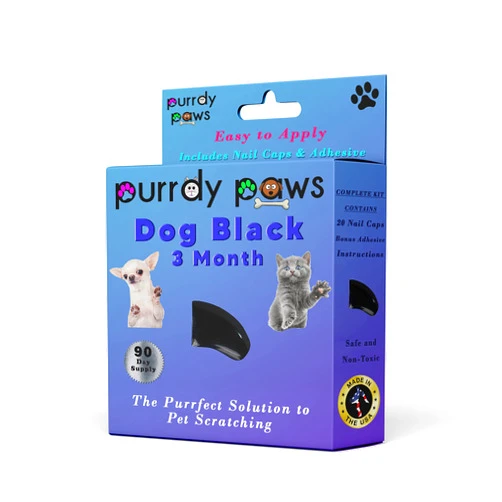 Purrdy Paws 3 Month Supply Soft Nail Caps for Dog Claws Black XXL