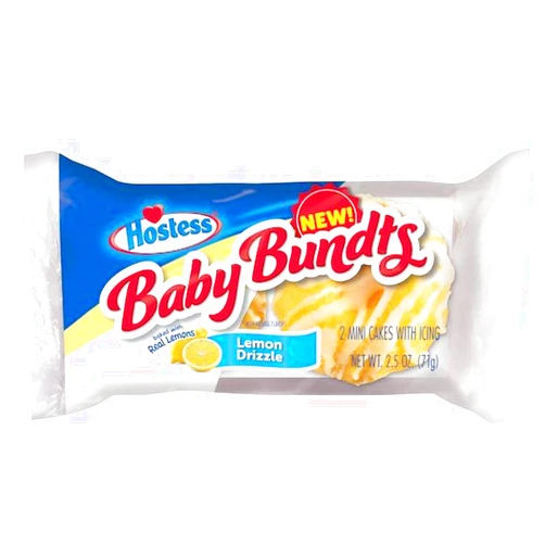 Hostess Single Serve Baby Bundts Lemon Drizzle Cake, 2.5 Ounce - 6 per pack -- 6 packs per case