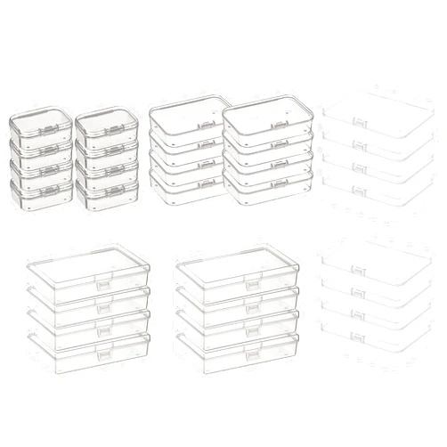 Thintinick Mixed Sizes Rectangular Clear Plastic Storage Containers Boxes with Hinged Lid Bundle
