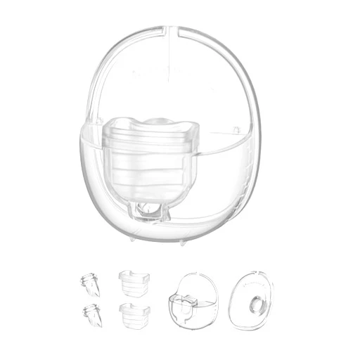 Gowing Wearable Breast Pump Accessories, Replacement Pump Parts Flange 24mm, Duckbill Valve, Silicone Diaphragm, Milk Collector Cup Compatible with MOMMED S18 S21