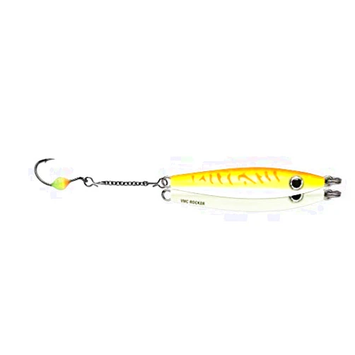 Steel-charms VMC Rocker Spoon 5/16 oz 1 3/4'' RKS516-GOFU Glow Orange Fire UV Ice Fishing Lure