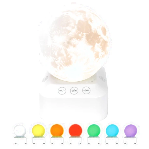 Rukico White Noise Sleep Machine with Moon Lamp Night Light,24 Soothing Sounds,Adjustable RGB Color Changing,Sleep Aid for Babies & Adults,Timer & Type-C Rechargeable,Reduces Stress & Improves Sleep Quality