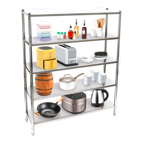 LIYUANJUN 5 Tier Stainless Steel Shelving, 59.1 x 17.7 x 70.9Inch Heavy Duty Shelving Each Layer Loading 132.2LBS Height Adjustable Rack Storage Shelves Shelf for Supermarket Office Garage Kitchen