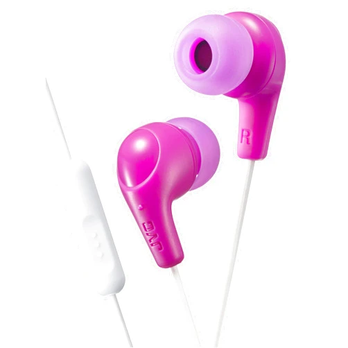 JVC Gumy Plus Earbuds with Mic and Remote for Connected Devices - Silicone Ear Pieces - Pink