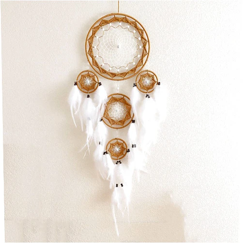 Aniaoie Dream Catchers for Girls Room Decor, Boho Cobweb Weaving Geometries Dreamcatcher, Wall Decor Hanging Ornament for Living Room Dorm Decor Gifts, 20 * 65cm,Brown