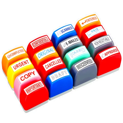 Crtiin 16 Pcs Office Stamp Set Message Self Inking Rubber Stamp Set for Office Stamps Completed Faxed Scanned Stamps for Office Message Supplies (Mixed Colors)