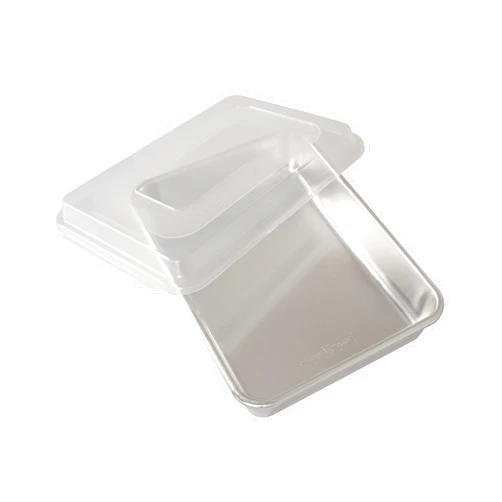 Nordic Ware Natural Aluminum Commercial Cake Pan with Lid, Rectangle Pan with Lid Silver, 9 x 13