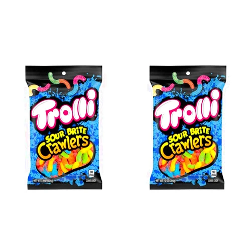 Trolli Sour Brite Crawlers, Original Flavored Sour Gummy Worms, 7.2 Ounce (Pack of 2)