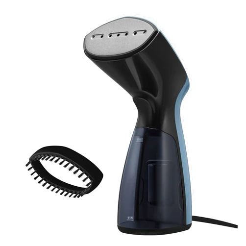 Sunbeam 1000W Compact Handheld Steamer for Clothes, Portable, Travel Steamer, Non-Stick Head, 30s Heat Up, 8 Minutes Continuous Steam, 110ml Water Tank, Bristle Brush, Storage Bag, Blue/Black