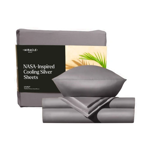 Miracle Made Luxe King Size Sheets Set - 4-Piece Silver Infused 300 - Thread Count Bedding - Silver Infused Bed Sheets - Clean & Cool Comfort for Sensitive Skin - Stone