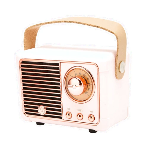 ASHATA Portable Vintage Speaker with HiFi Stereo, 5.0 Fast , Low Power Consumption, 360 Degree Surround Sound for Home Outdoor (Pi nk)