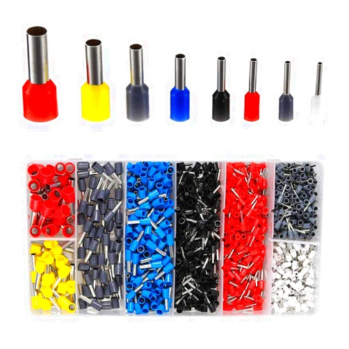 PONFY 1200PCS Wire Ferrules Terminals Kit, Ferrule Crimping Kit Assortment Ferrule Wire Crimp Pin Terminal Connector Wire Ends Terminals AWG 22-8