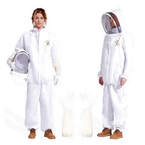 QHZHANG Bee Suit Jacket+Pants-splitter Body Suit with Beekeeping Jacket for Men Women- sting proof Bee Jacket with with Veil Hood &sheepskin Gloves (M