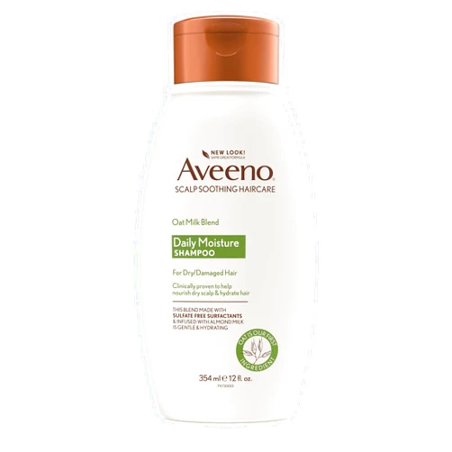 Aveeno Farm-Fresh Oat Milk Sulfate-Free Shampoo with Colloidal Oatmeal & Almond Milk, Moisturizing Shampoo for All Hair Types, Safe for Color-Treated Hair, Paraben & Dye-Free, 12 Fl Oz
