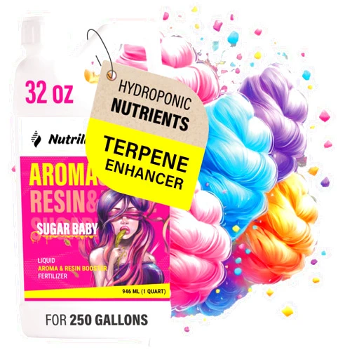 Nutriling Terpenes Enhancer - Hydroponic Nutrients for Big Bud and Bud Candy Taste. Use as Soil Flower Food and Hydroponic Plant Food - Sugar Baby 0-1-1 Bloom Booster Terpinator by Nutriling 32OZ