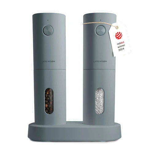 LARS NYSØM Electric Salt and Pepper Grinder Set I Automatic Salt and Pepper Mills with Adjustable Ceramic Grinder I USB Rechargeable Electric Spice Grinder Set (Ash Gray)