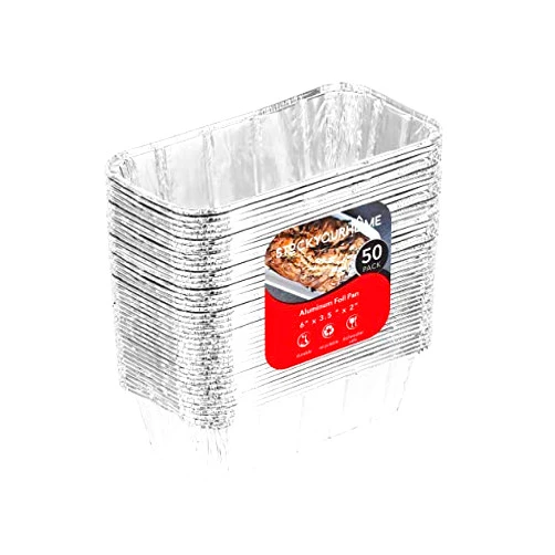 Stock Your Home Aluminum Pans Mini Loaf Pans (50 Pack) 1 Lb Aluminum Foil Tin Pans, Small Loaf Pans – 1 Pound Disposable Baking Pans Perfect for Baking Cakes, Bread Loaves - 6 x 3.5 x 2