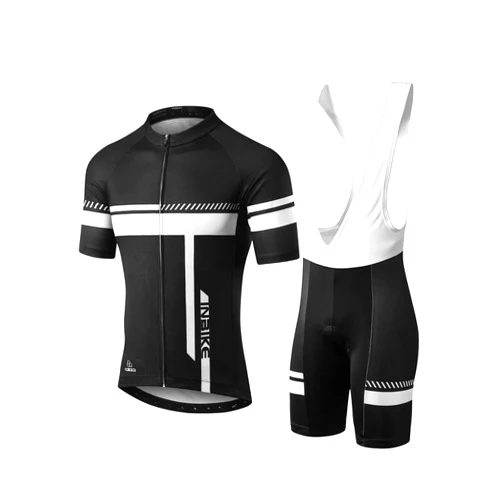 INBIKE Cycling Jersey Mens Set Reflective Breathable Biking Outfit Quick-Dry Bib Bicycle Jersey with 3D Padded Shorts