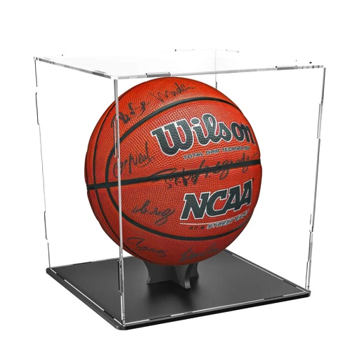 WANLIAN Basketball Display Case Stand,Clear Acrylic Display Case for Action Figures Toys Collectibles,Soccer Ball Display Case,Need self-Assembly(9.8x9.8x11inch;25x25x28cm)